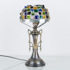 BORDSLAMPA, nysilver och glas, omkring år 1900