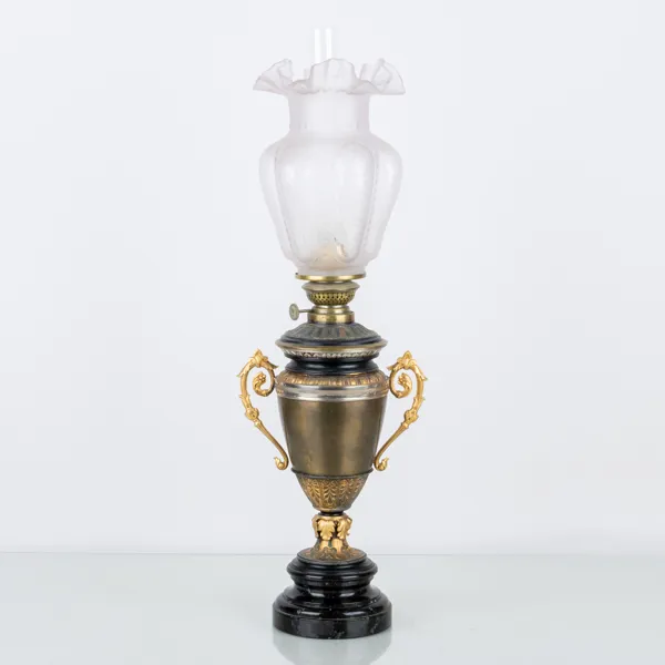 BORDSFOTOGENLAMPA, mässing och marmor, 1900-talets första hälft