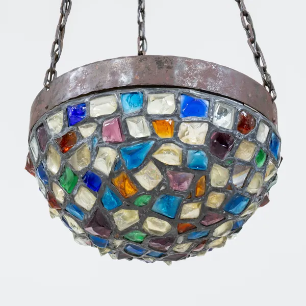 TAKLAMPA, glas och metall, jugend, tidigt 1900-tal