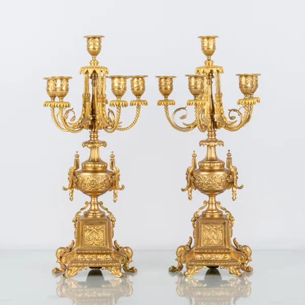 KANDELBRAR, 1 par, bronserade, 1800-/1900-tal