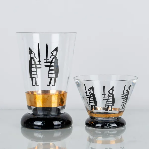 BENGT LINDBERG, vas och skål, glas, Bergdala glasbruk