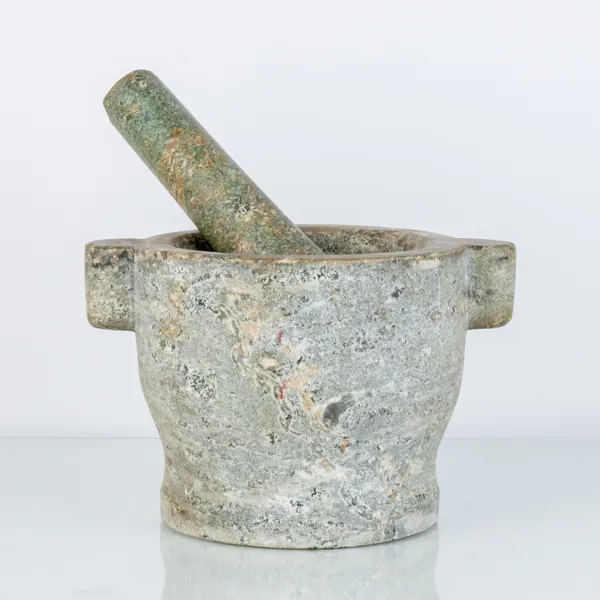 MORTEL, med stöt, större modell, kolmårdsmarmor, 1800-tal