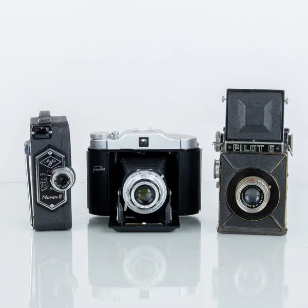 KAMEROR, 3 st, Agfa Movex 8, Pilot 6 samt Franka Solida Record