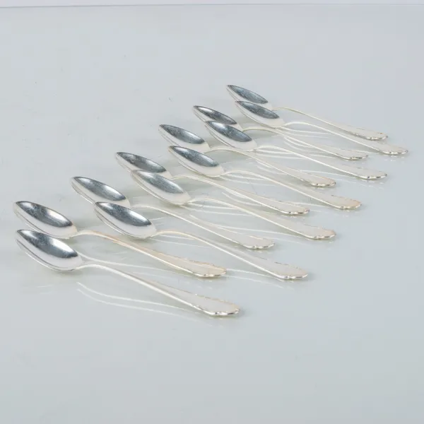 KAFFESKEDAR, 12 st, silver, "Haga", Skandia 1948