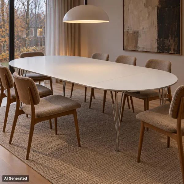BRUNO MATHSSON OCH PIET HEIN, matbord, "Superellips", Fritz Hansen, Danmark