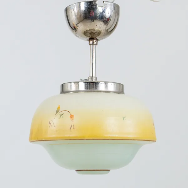TAKLAMPA, glas och kromad metall, 1930-/40-tal