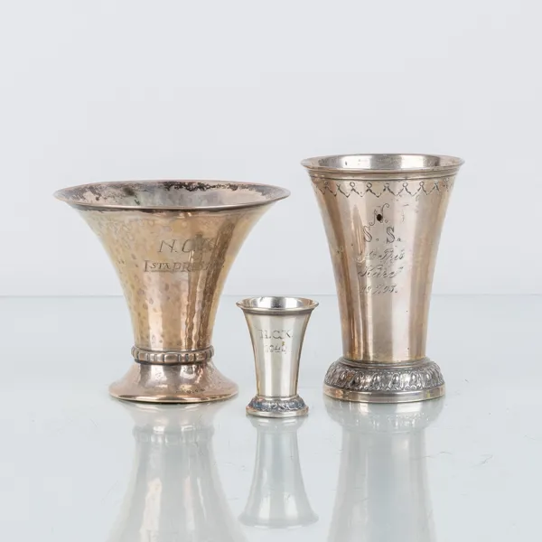 POKALER, 3 st, silver, GAB, Stockholm och GABTP, 1903,1917 och 1931
