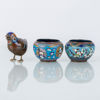 FIGUR SAMT VASER, 3 del, cloisonné, orientaliska, 1900-tal