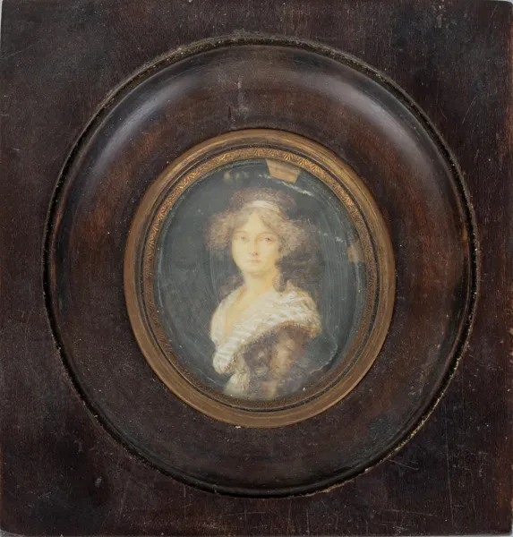 MINIATYRMÅLNING, olja på papp, 1800-tal