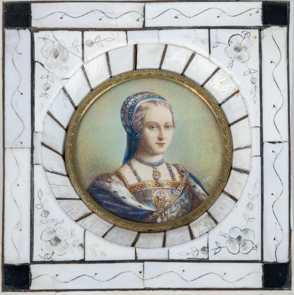 MINIATYRMÅLNING, olja på papp, 1800-tal, otydligt signerad