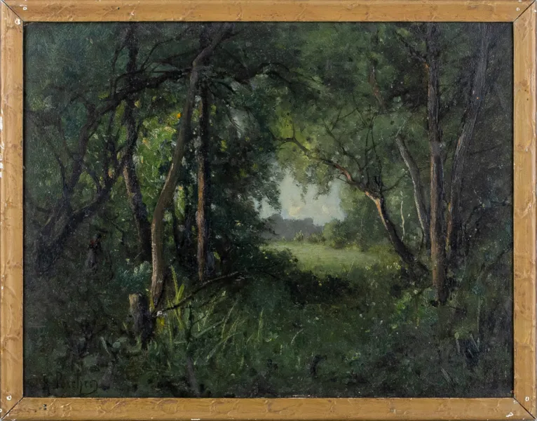 OIDENTIFIERAD KONSTNÄR, olja på pannå, 1800-/1900-tal, otydligt signerad