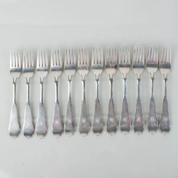 BORDSGAFFLAR, 12 st, silver, Borgila Stockholm 1933