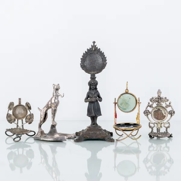 FICKURSSTÄLL, 5 st, metall och glas, 1800-/1900-tal