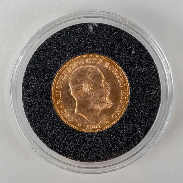 GULDMYNT, 10 kr, Oscar II, 1901
