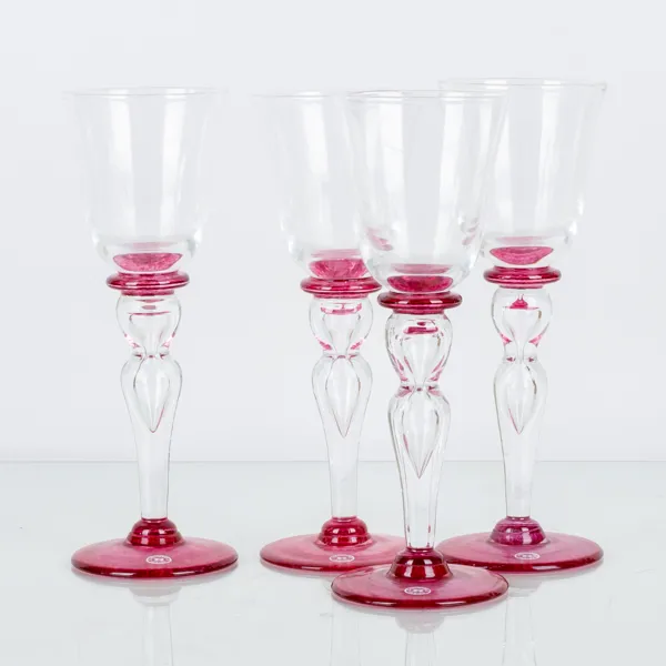 VINGLAS, 4 st, Reijmyre glasbruk, 1900-/2000-tal