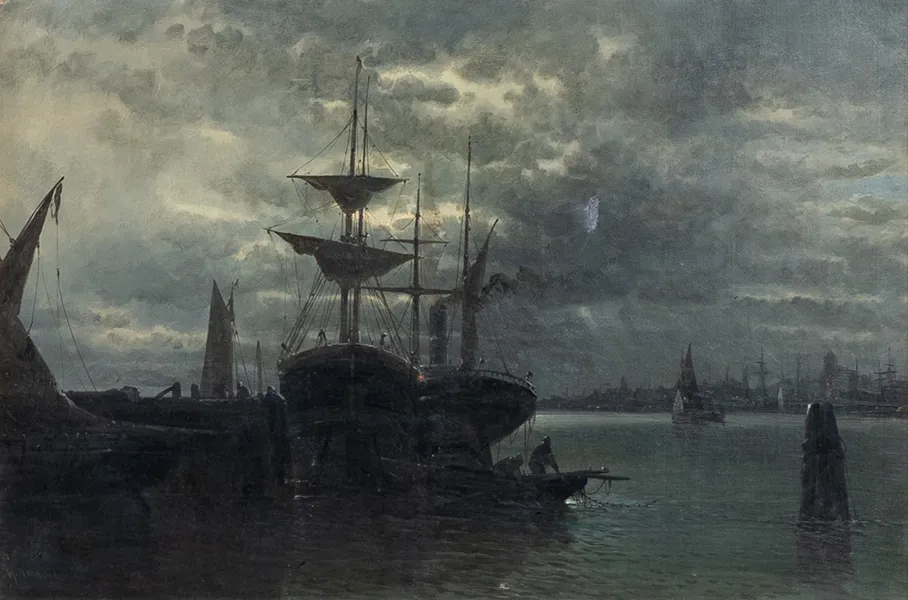 OKÄND KONSTNÄR, olja på duk, 1800-tal, otydligt signerad