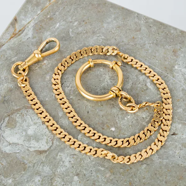 KLOCKKEDJA, 18k guld, GD & Co, Malmö, 1935