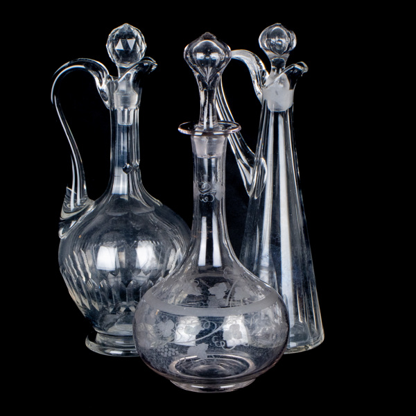 KARAFFER, 3 st, glas, 1800-/1900-tal